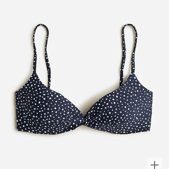 NWT J. Crew Retro Polka Dot Strappy Twist Bikini Top Size 2X - Picture 1 of 7